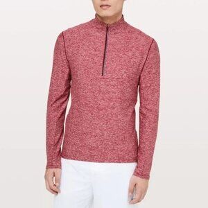 LULULEMON Mens Surge Warm 1/2 Zip Heathered Dark Sport Red Sz M